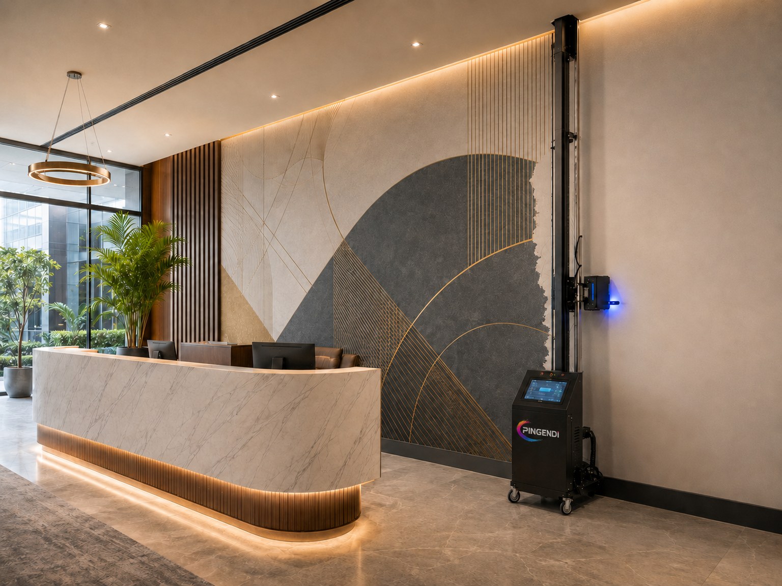 Healthcare-adaptable wall printing scene