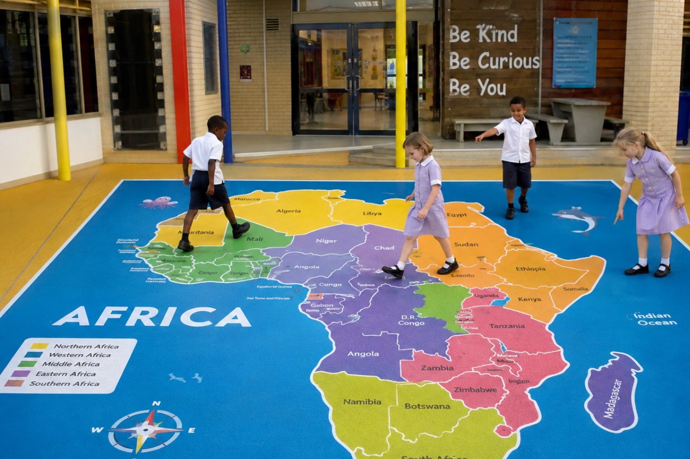Direct floor graphics in an educational environment