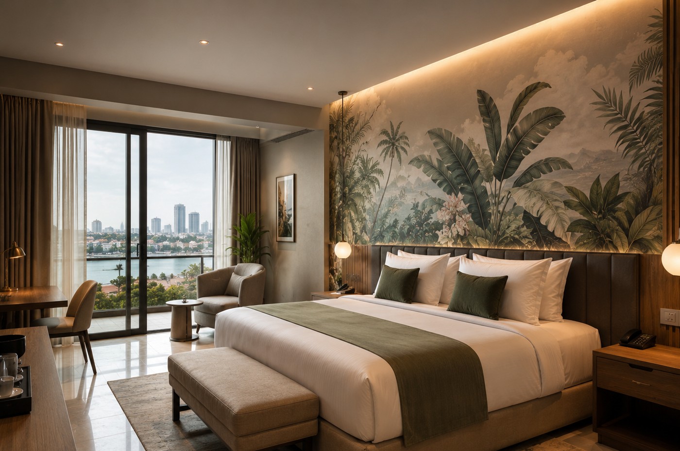 Hospitality feature wall in a guest environment